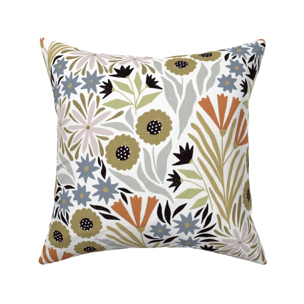 Adeline Floral - Muted Multi Pillow, Woven, Black, 16x16, Single Sided, Multicolor