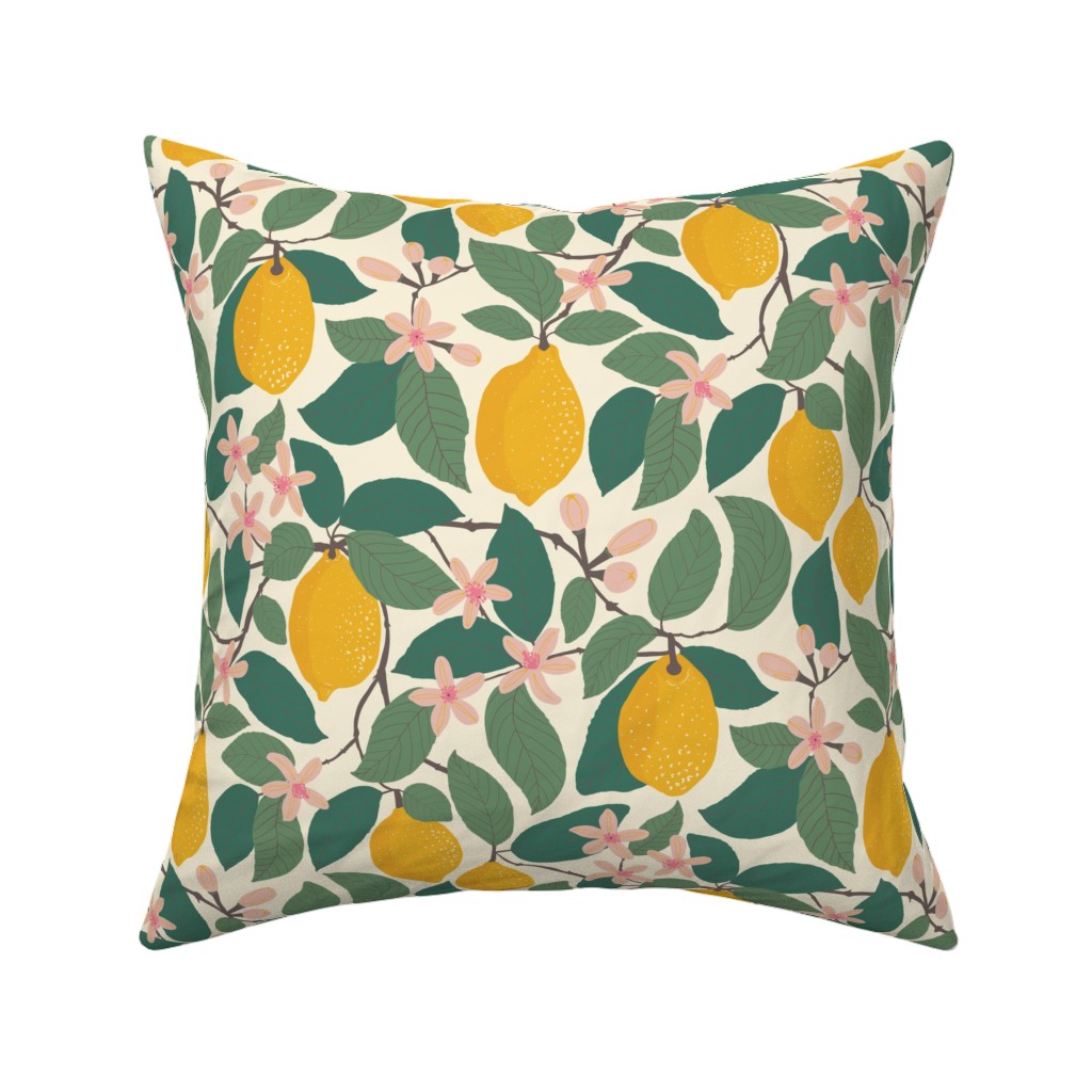 Lemon Tree - Yellow Pillow, Woven, Black, 16x16, Single Sided, Yellow, Classic Yellow
