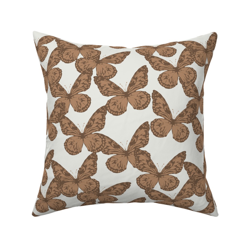 Butterfly Pillow, Woven, Black, 16x16, Single Sided, Brown