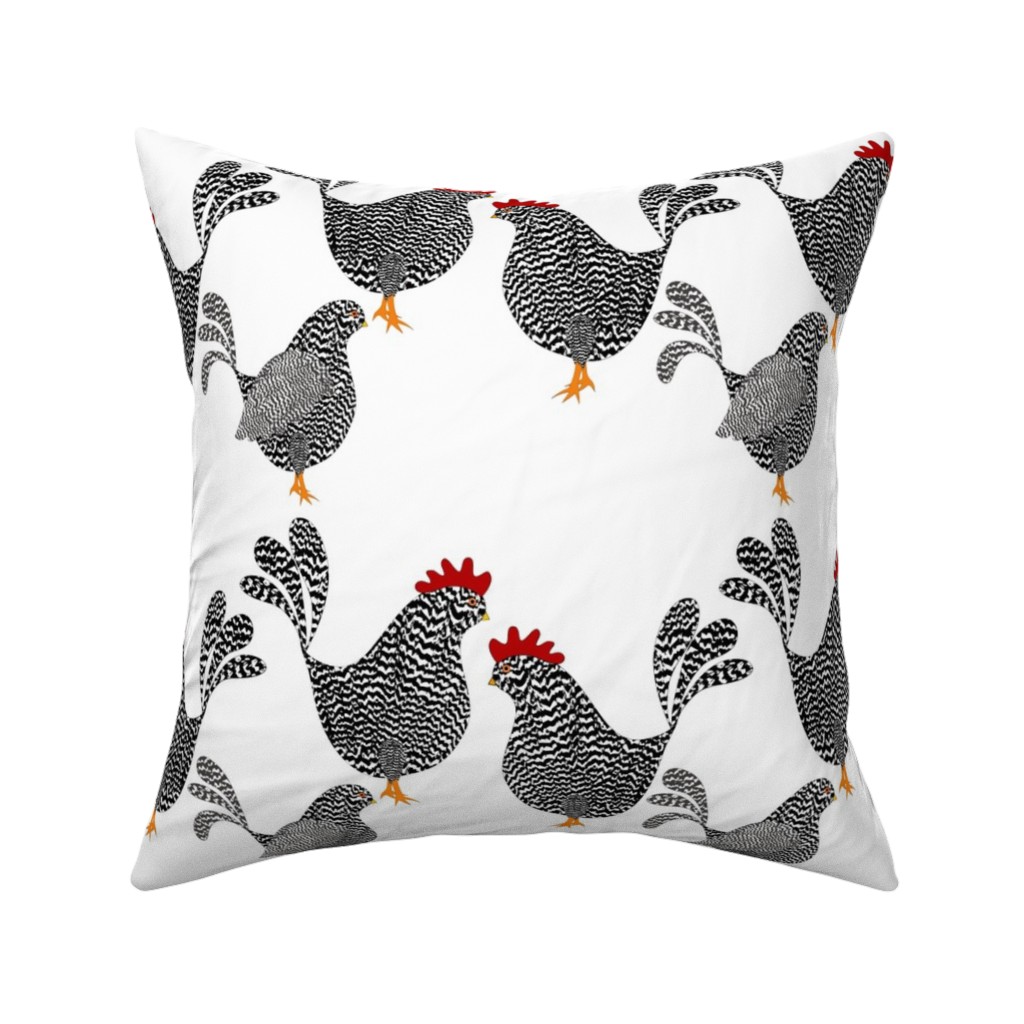 Chick, Chick, Chickens - Neutral Pillow, Woven, Black, 16x16, Single Sided, White, White