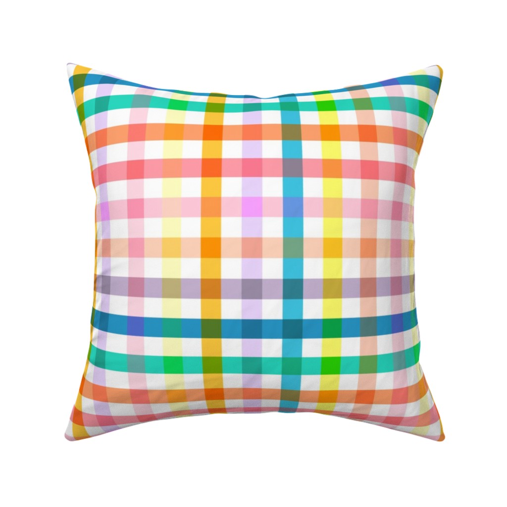 Summer Joyful Picnic Gingham - Multi Pillow, Woven, Black, 16x16, Single Sided, Multicolor