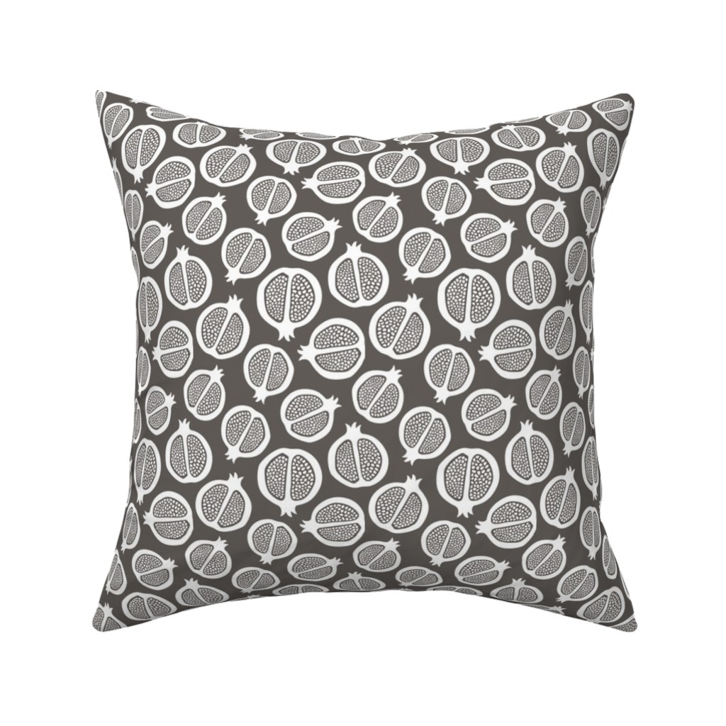 Pomegranate - Black & White Pillow, Woven, Black, 16x16, Single Sided, Gray, Gray