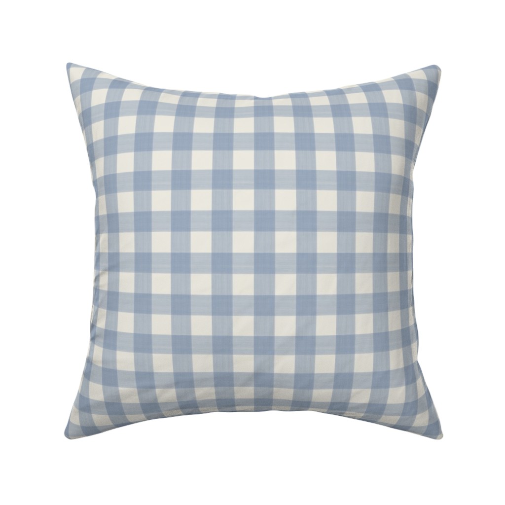 Buffalo Plaid - Soft Blue & Cream Pillow, Woven, Black, 16x16, Single Sided, Blue