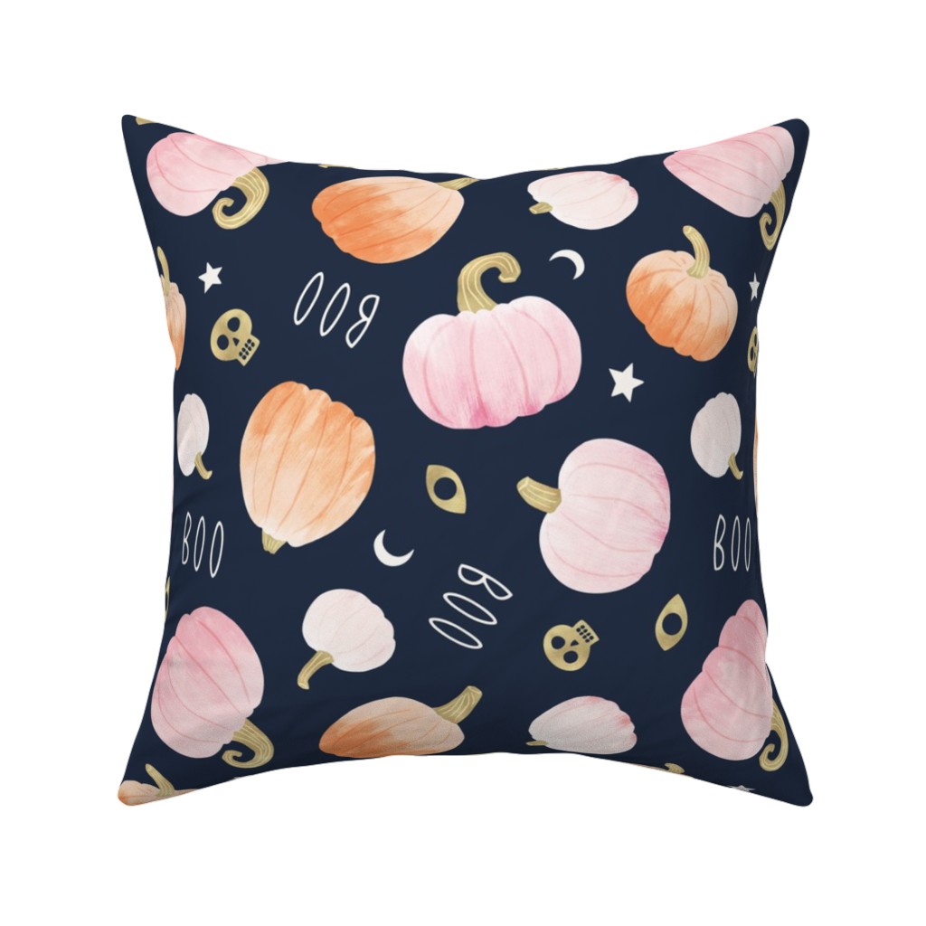 Halloween Pumpkins - Pastel Pillow, Woven, Black, 16x16, Single Sided, Orange, Orange