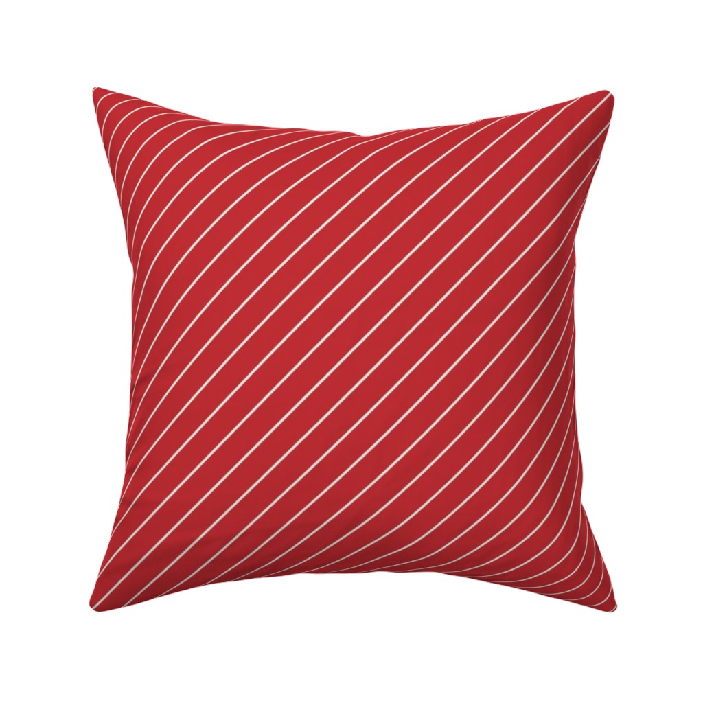 Diagonal Stripes on Christmas Red Pillow, Woven, Black, 16x16, Single Sided, Red