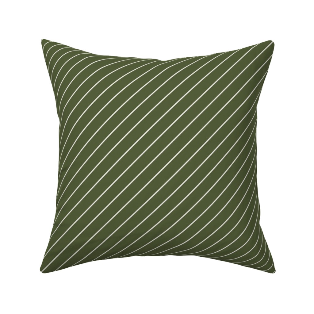 Diagonal Stripes - Pine Green Pillow, Woven, Black, 16x16, Single Sided, Green