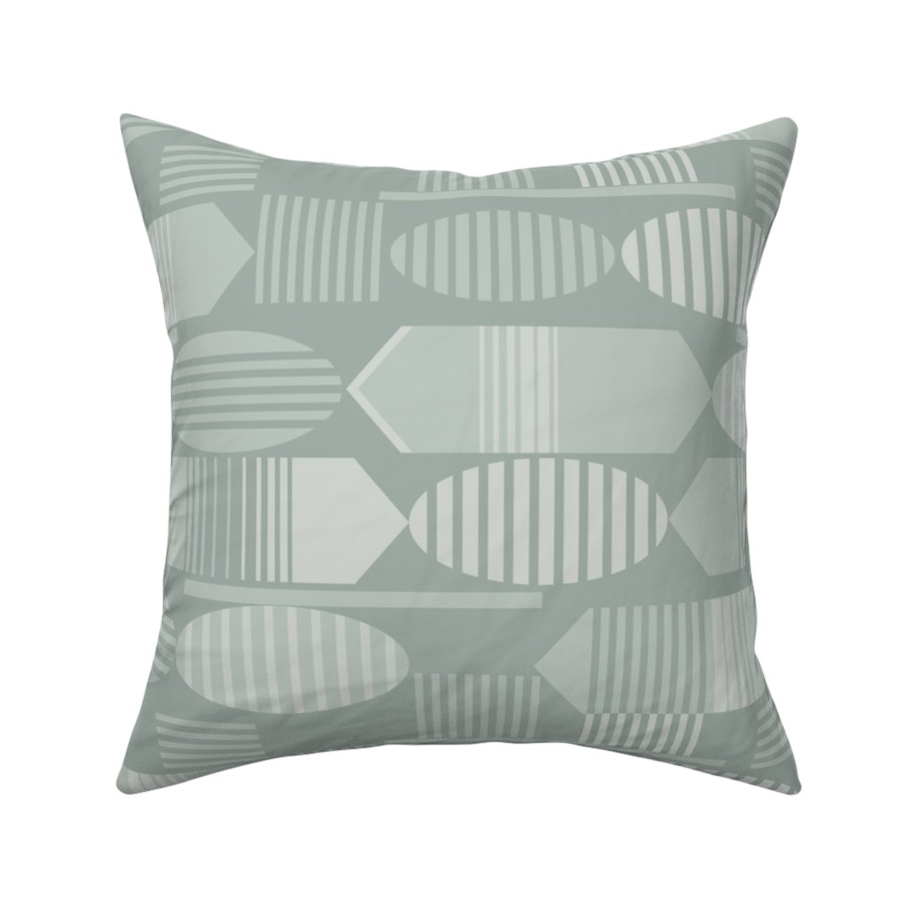 Ovals and Arrows - Neutral Sage Pillow, Woven, Black, 16x16, Single Sided, Green, Classic Green