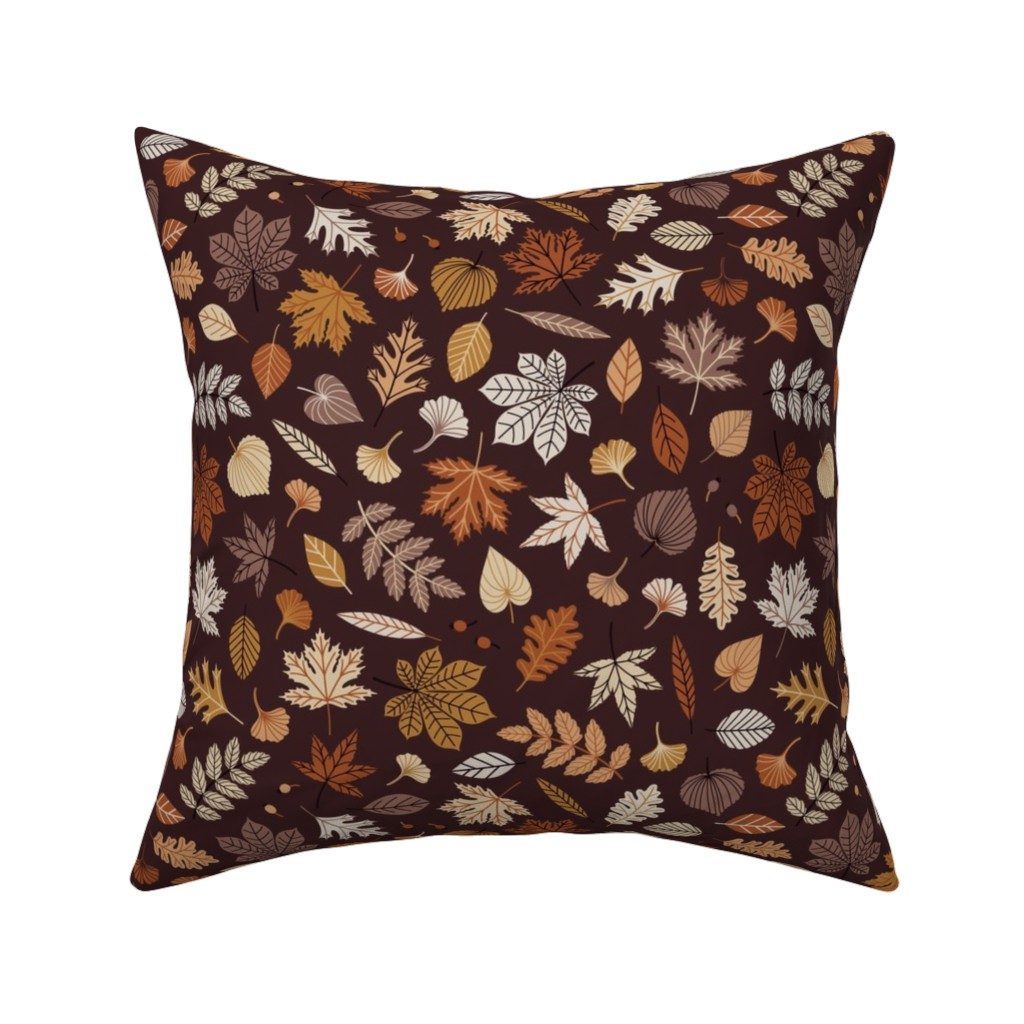 Fall Time Leaves - Brown Pillow, Woven, Black, 16x16, Single Sided, Brown, Brown