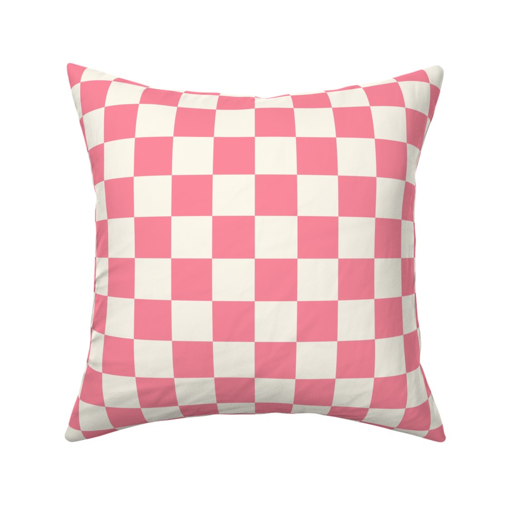 Checkered Pattern - Pink Pillow, Woven, Black, 16x16, Single Sided, Pink