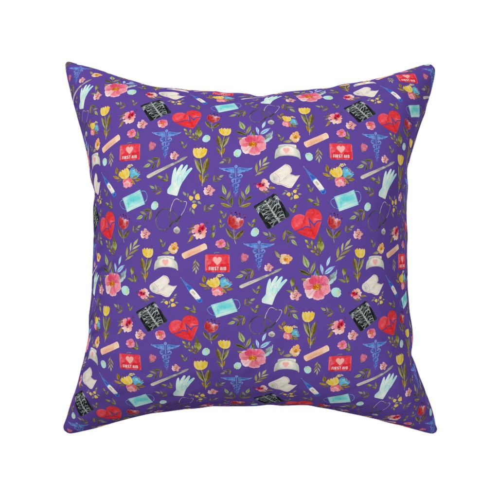 Love To Care Pillow, Woven, Black, 16x16, Single Sided, Purple, Hyacinth