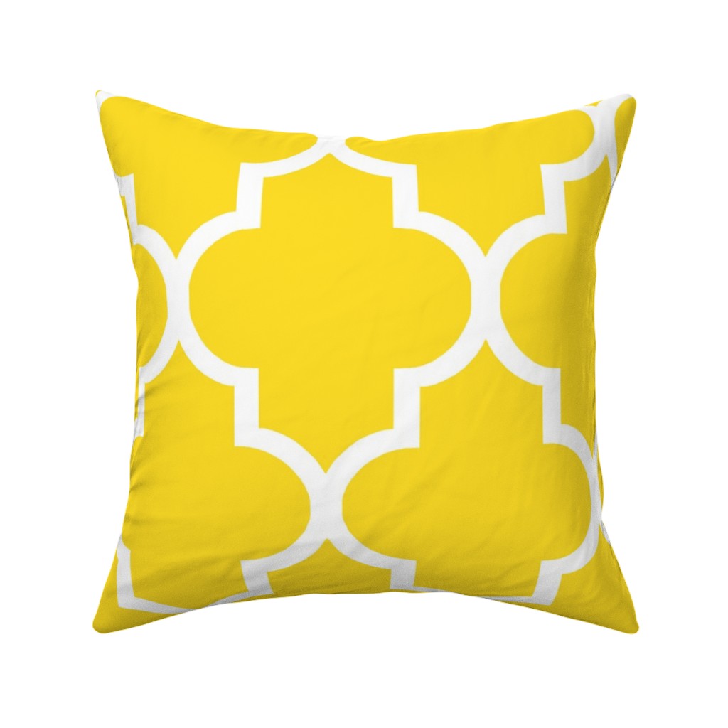 Quatrefoil - Lemon Pillow, Woven, Black, 16x16, Single Sided, Yellow, Classic Yellow