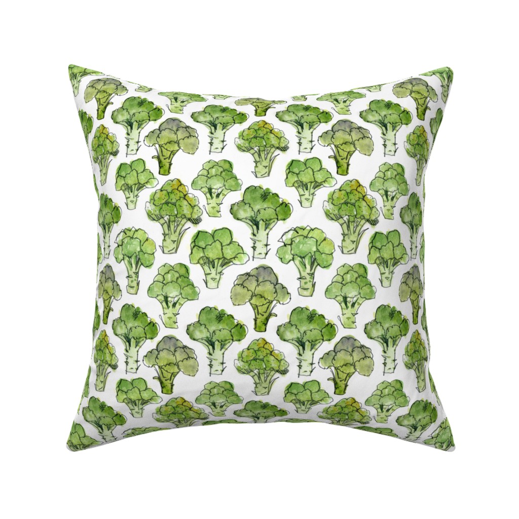 Broccoli - Green Pillow, Woven, Black, 16x16, Single Sided, Green, Classic Green