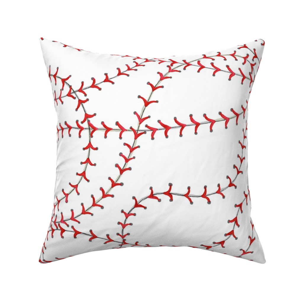 Baseball Seams Pillow, Woven, Black, 16x16, Single Sided, White, White