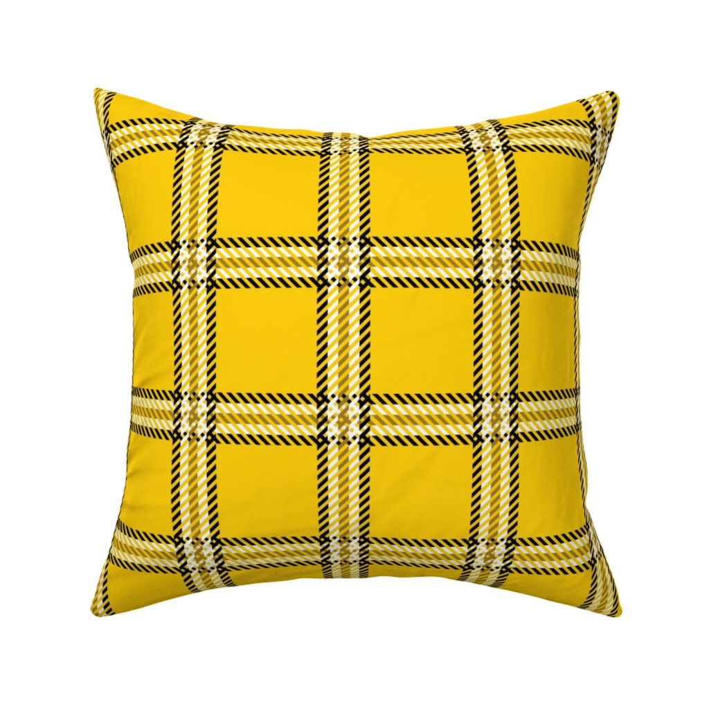Cher's Plaid Pillow, Woven, Black, 16x16, Single Sided, Yellow
