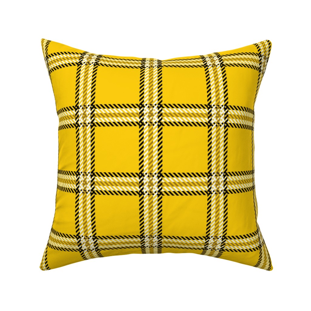 Cher's Plaid Pillow, Woven, Black, 16x16, Single Sided, Yellow, Classic Yellow