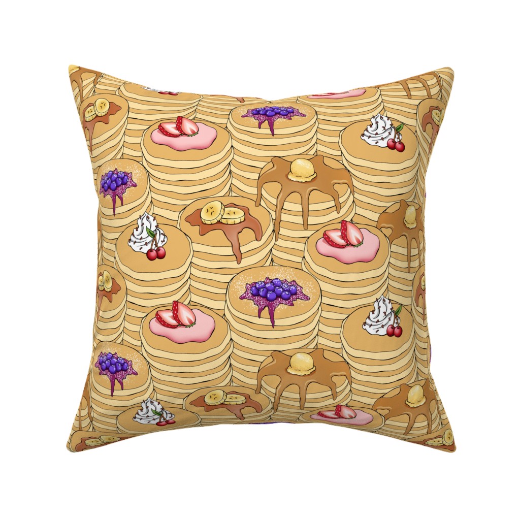 Flapjack Stack Pillow, Woven, Black, 16x16, Single Sided, Beige, Pearl