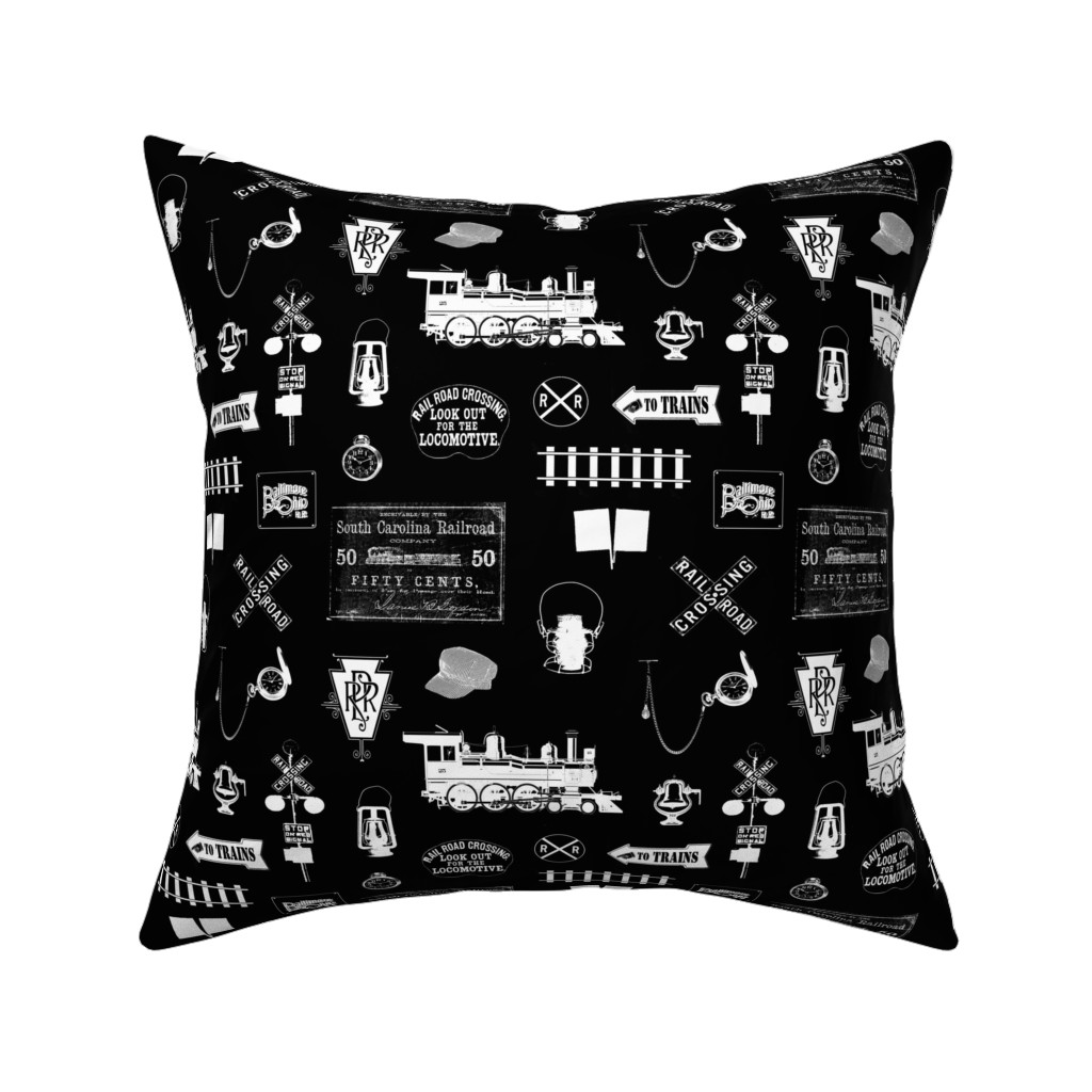 Railroad Pillow, Woven, Black, 16x16, Single Sided, Black