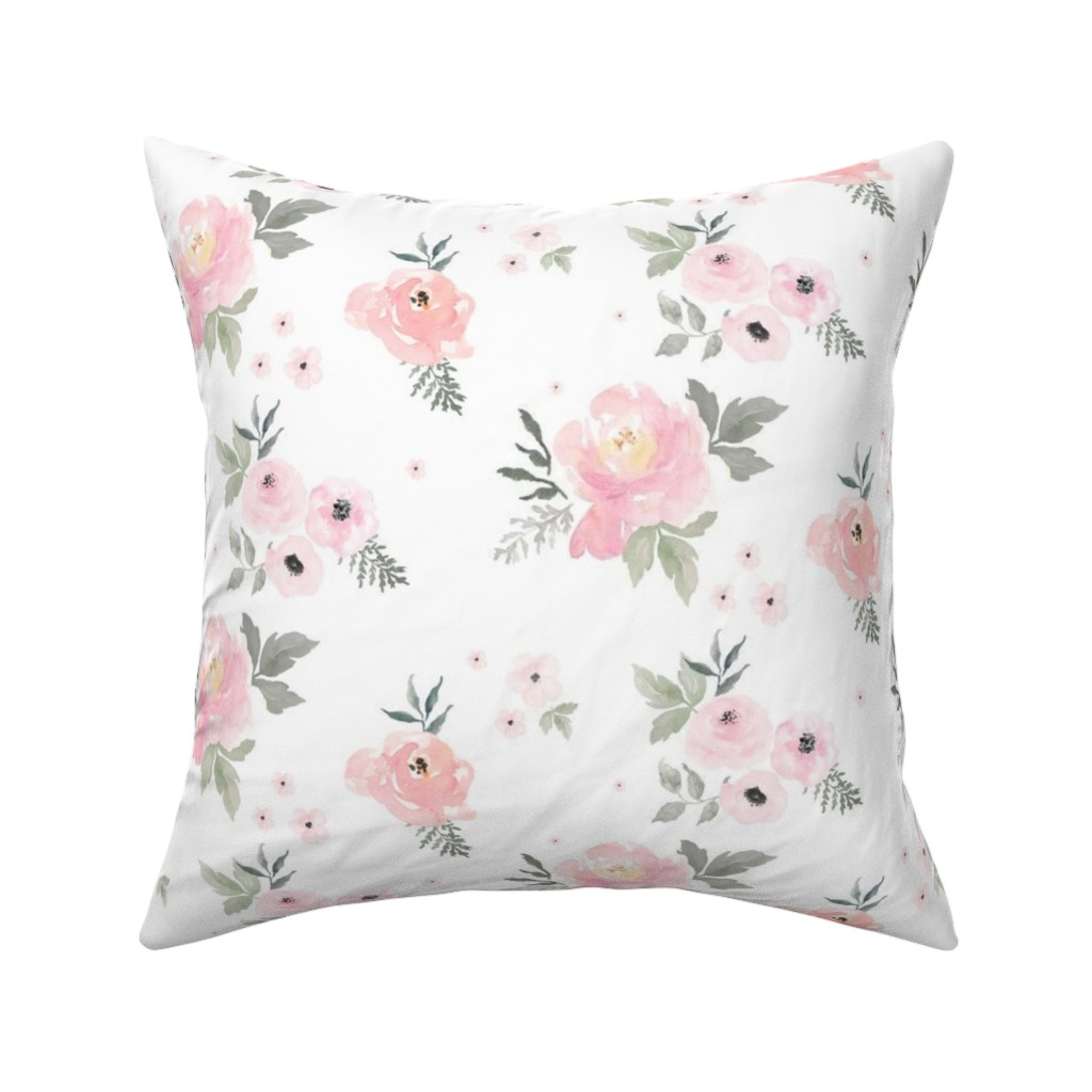 Sweet Blush Roses - Pink Pillow, Woven, Black, 16x16, Single Sided, Pink