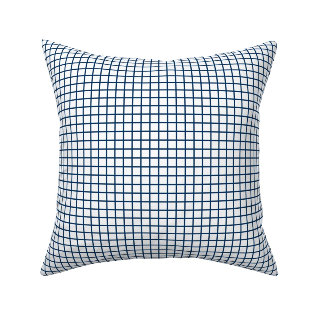 Grid - Navy and White Pillow, Woven, Black, 16x16, Single Sided, Blue