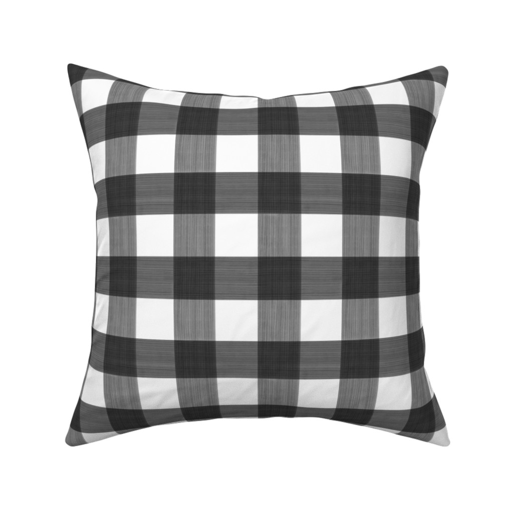 Cross Hatch Plaid Pillow, Woven, Black, 16x16, Single Sided, Black, Metal