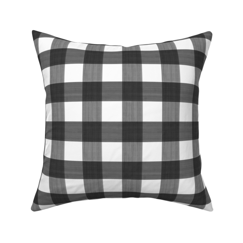 Cross Hatch Plaid Pillow, Woven, Black, 16x16, Single Sided, Black