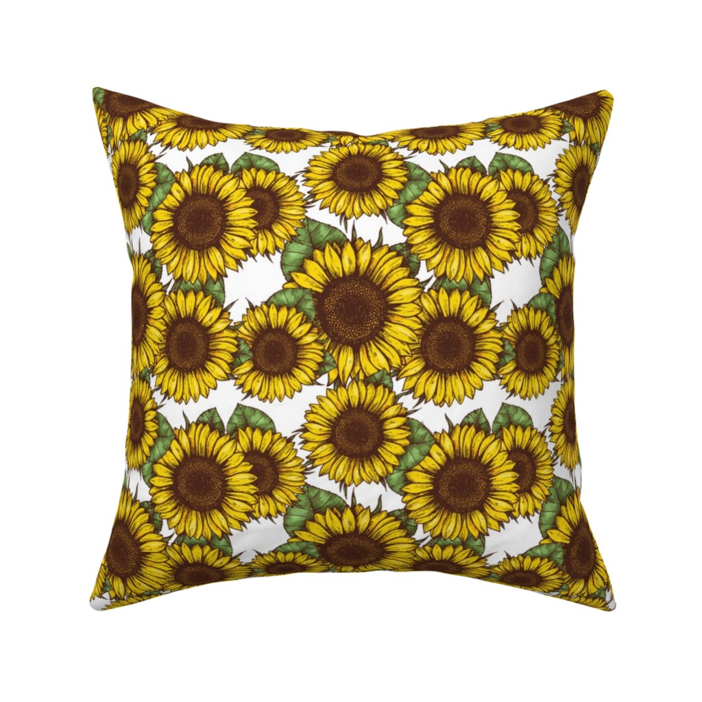 Sunflowers Pillow, Woven, Black, 16x16, Single Sided, Yellow