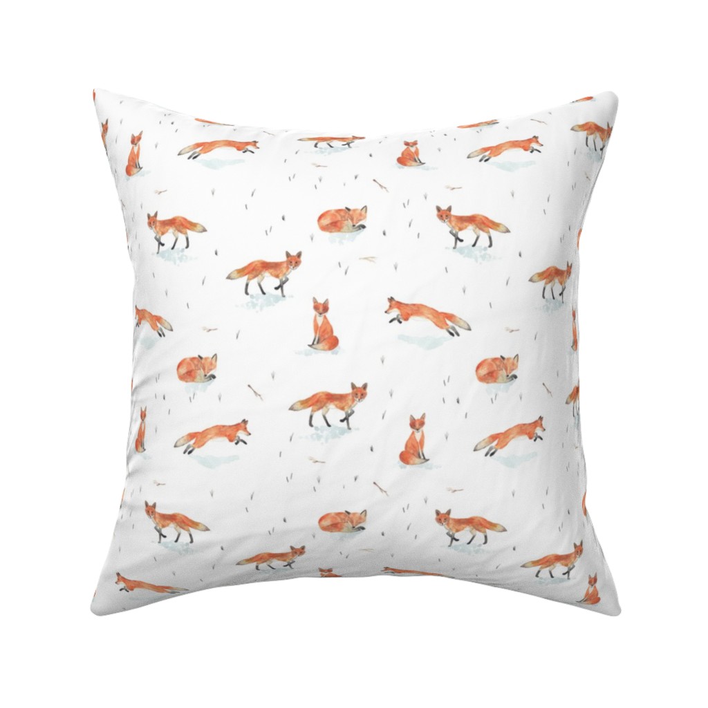 Winter Fox Pillow, Woven, Black, 16x16, Single Sided, Orange