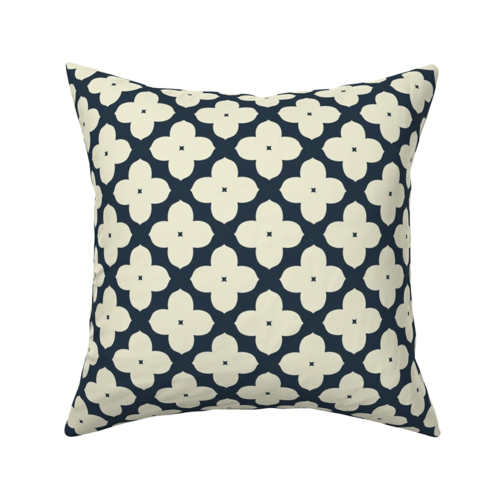 Bunchberry - Black Pillow, Woven, Black, 16x16, Single Sided, Blue