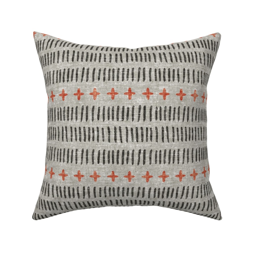Modern Farmhouse Dash - Multi on Beige Pillow, Woven, Black, 16x16, Single Sided, Gray