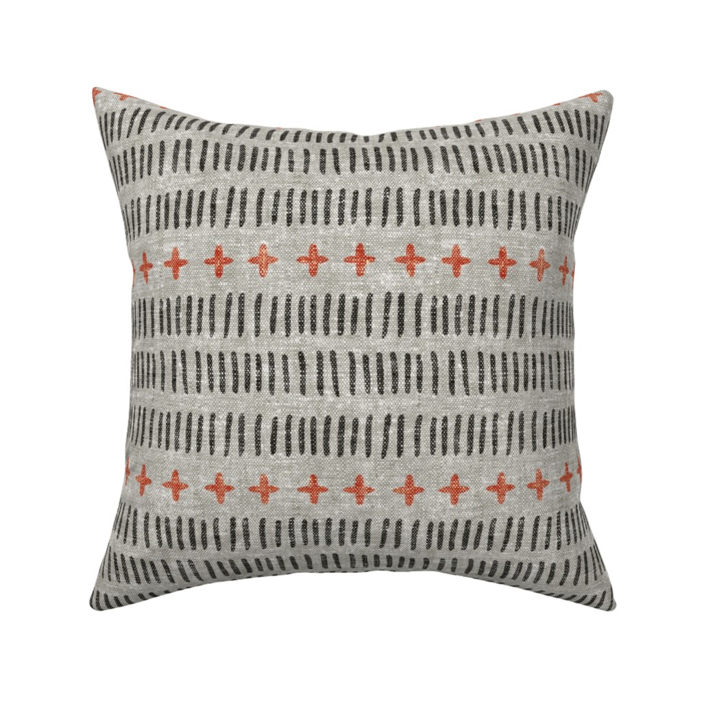 Modern Farmhouse Dash - Multi on Beige Pillow, Woven, Black, 16x16, Single Sided, Gray, Gray