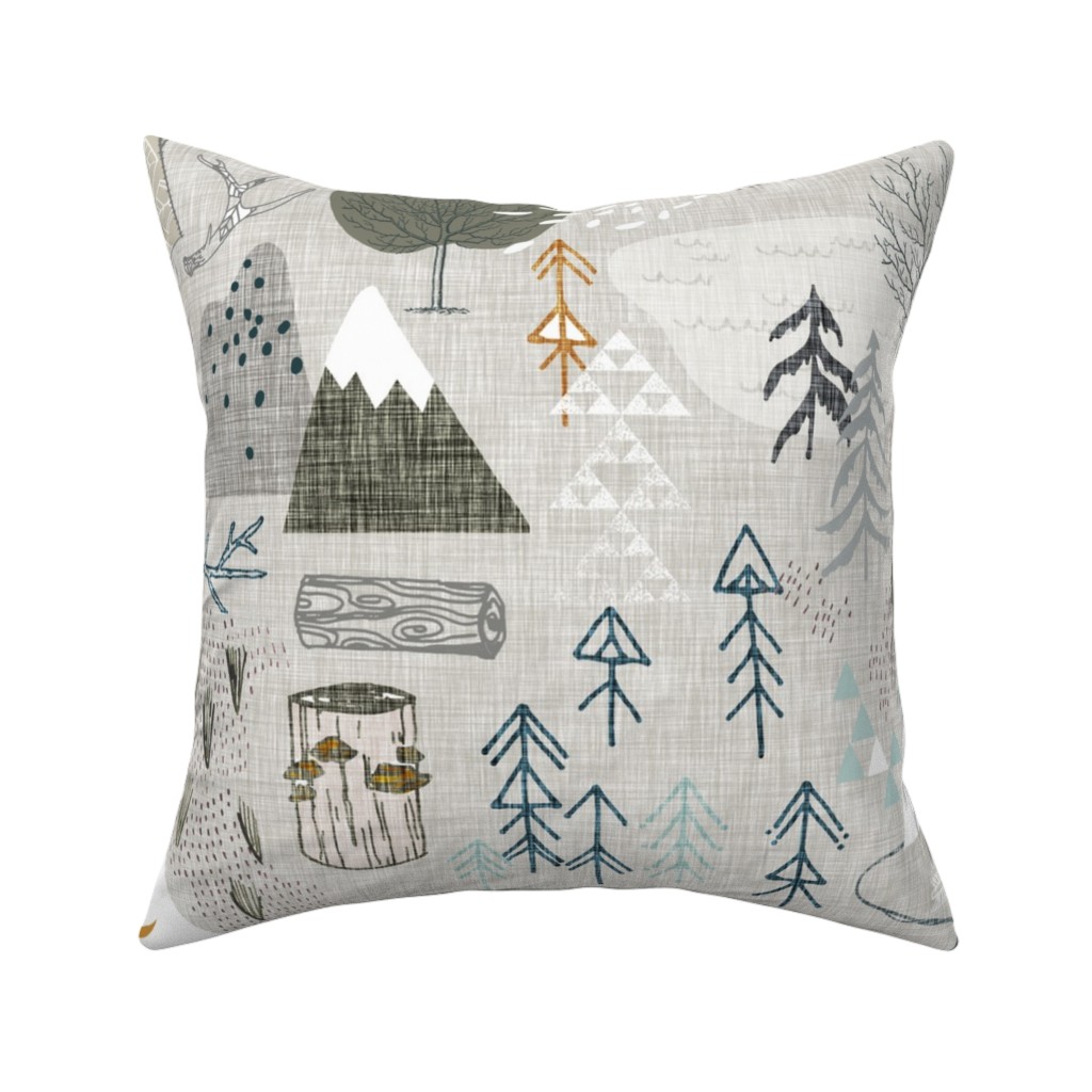 Max's Map - Gray Pillow, Woven, Black, 16x16, Single Sided, Gray, Gray