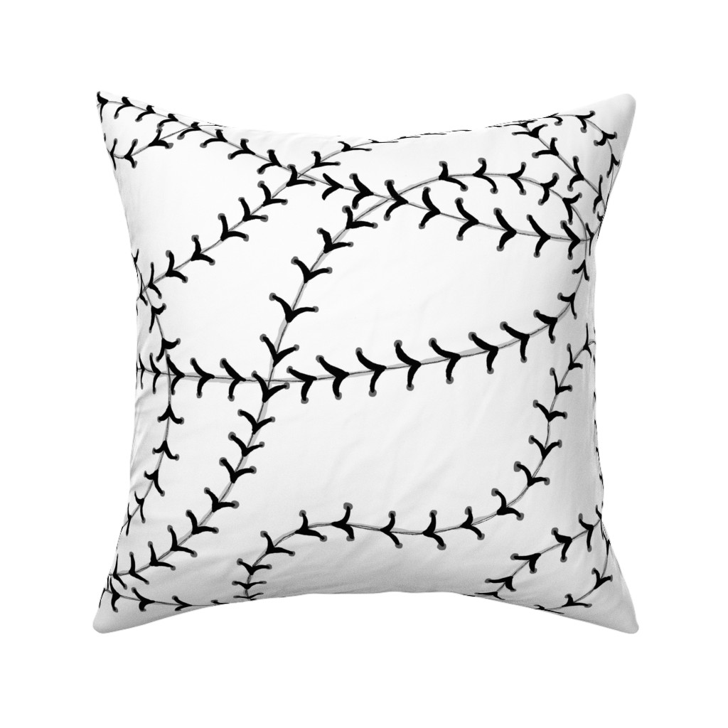 Ball Pillow, Woven, Black, 16x16, Single Sided, White