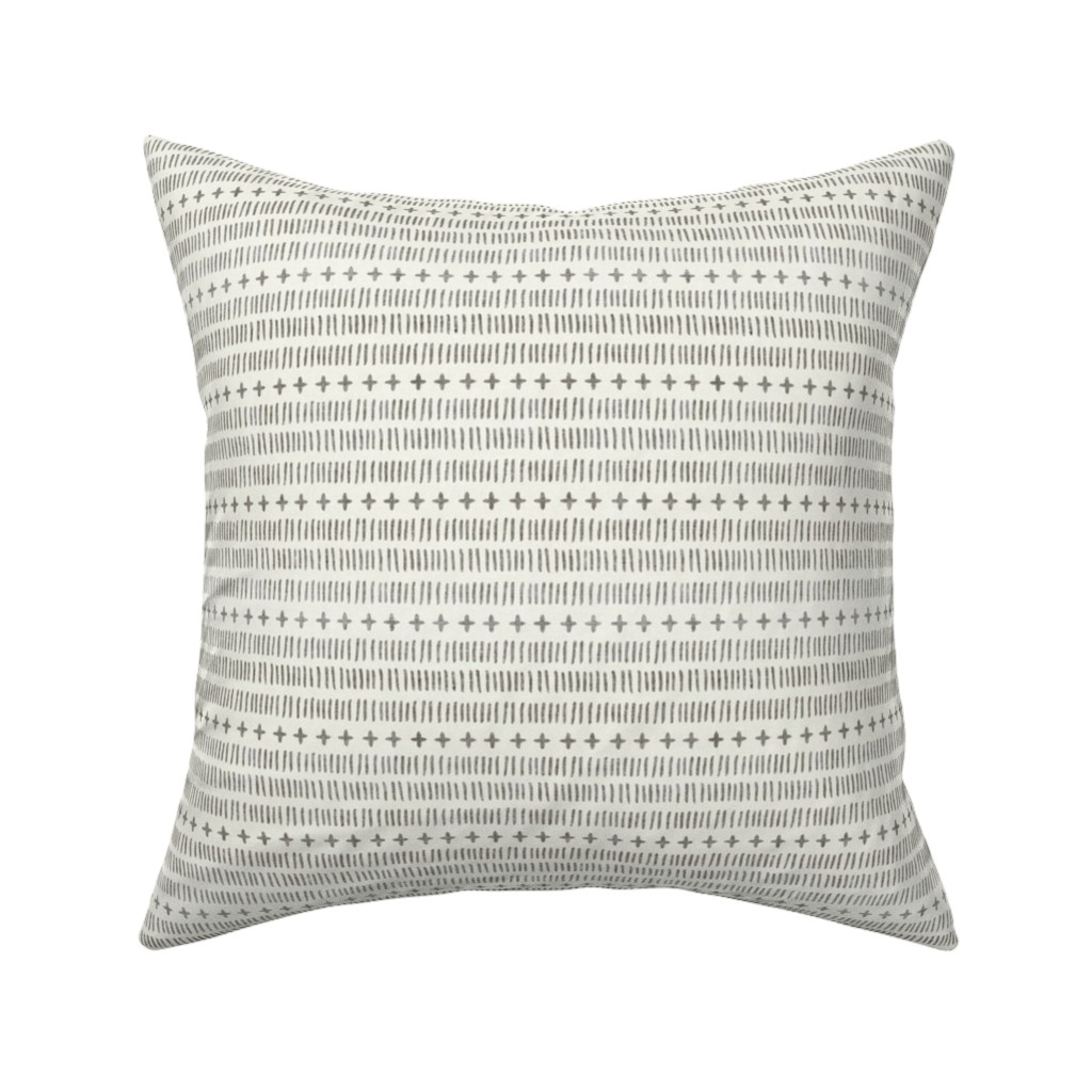 Modern Farmhouse Dash - Light Pillow, Woven, Black, 16x16, Single Sided, Beige, Pearl