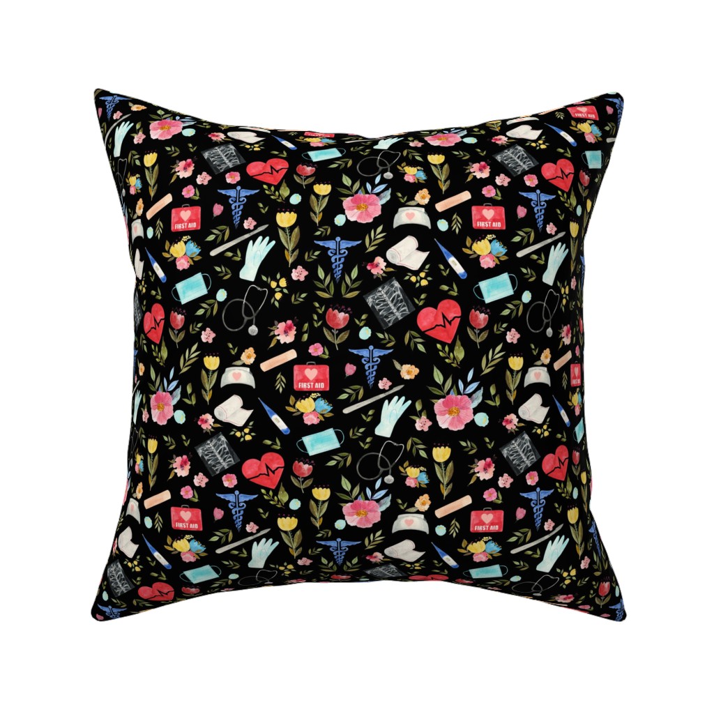 Love To Care Pillow, Woven, Black, 16x16, Single Sided, Black