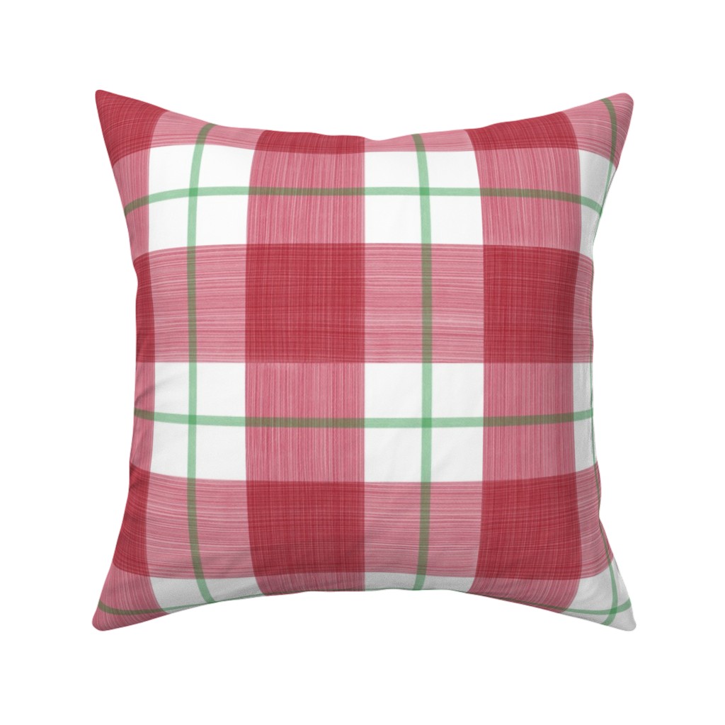 Double Plaid Pillow, Woven, Black, 16x16, Single Sided, Red, Apple