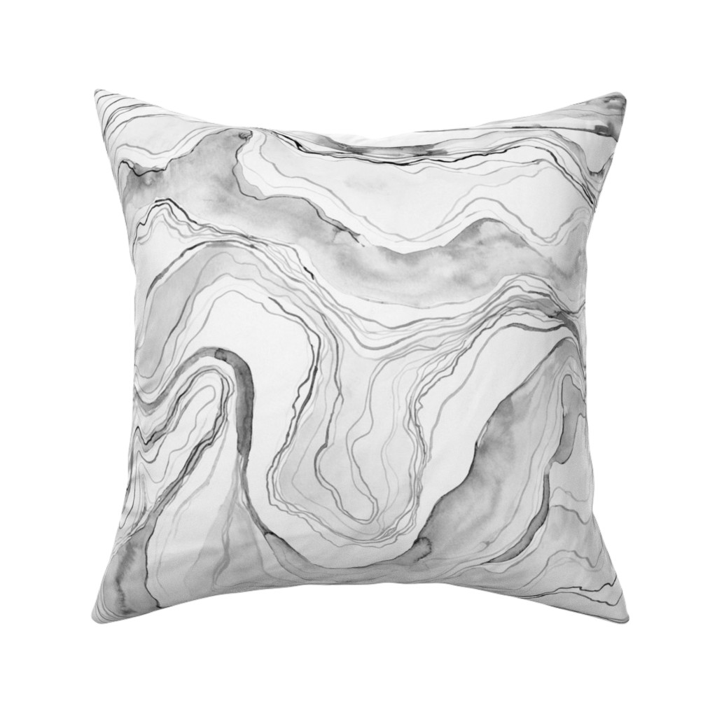Watercolor Marble Pillow, Woven, Black, 16x16, Single Sided, Gray