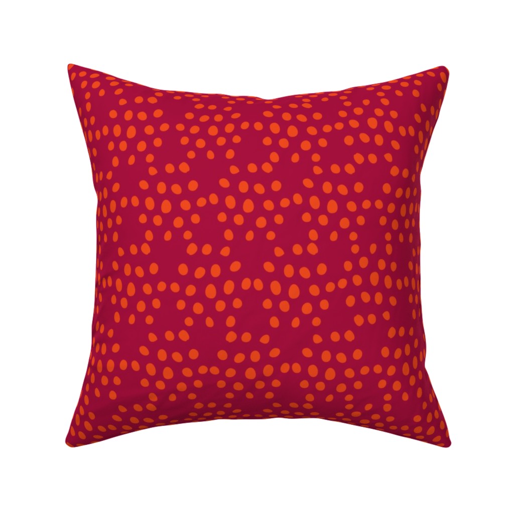 Hexagon Dots - Red and Orange Pillow, Woven, Black, 16x16, Single Sided, Red