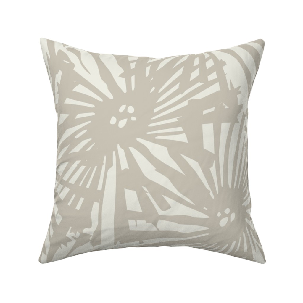 Large Cactus Flower Bloom - Beige Pillow, Woven, Black, 16x16, Single Sided, Beige, Pearl