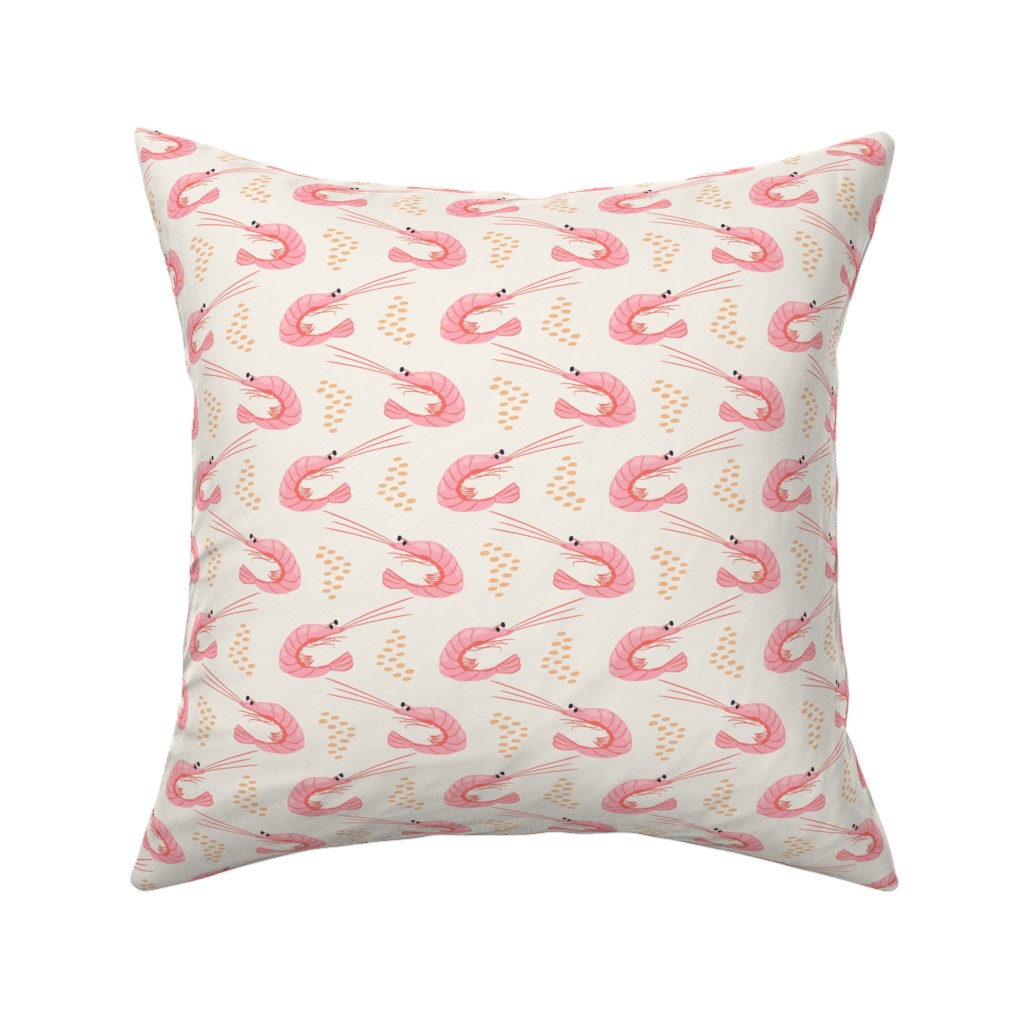 Zigzag Shrimps - Pink Pillow, Woven, Black, 16x16, Single Sided, Pink