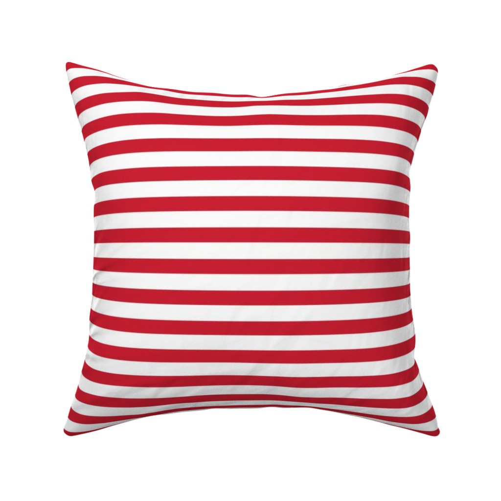 Stripes - Red and White Pillow, Woven, Black, 16x16, Single Sided, Red, Red