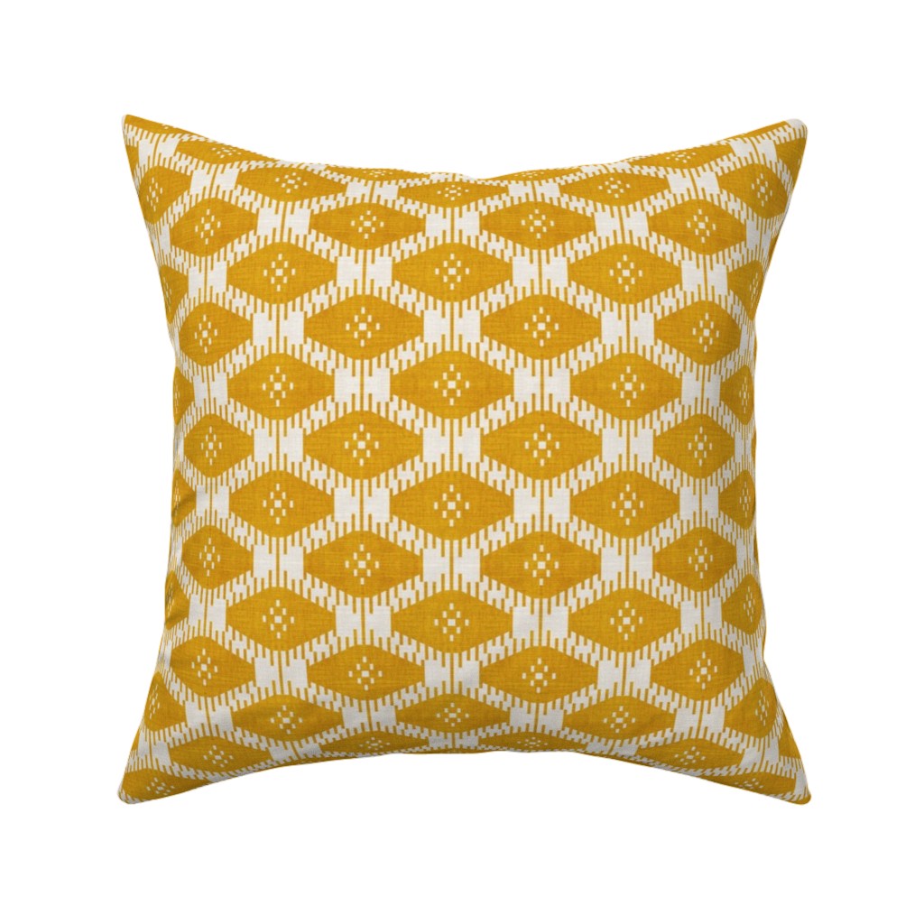 Stella Ikat - Yellow Pillow, Woven, Black, 16x16, Single Sided, Yellow, Classic Yellow