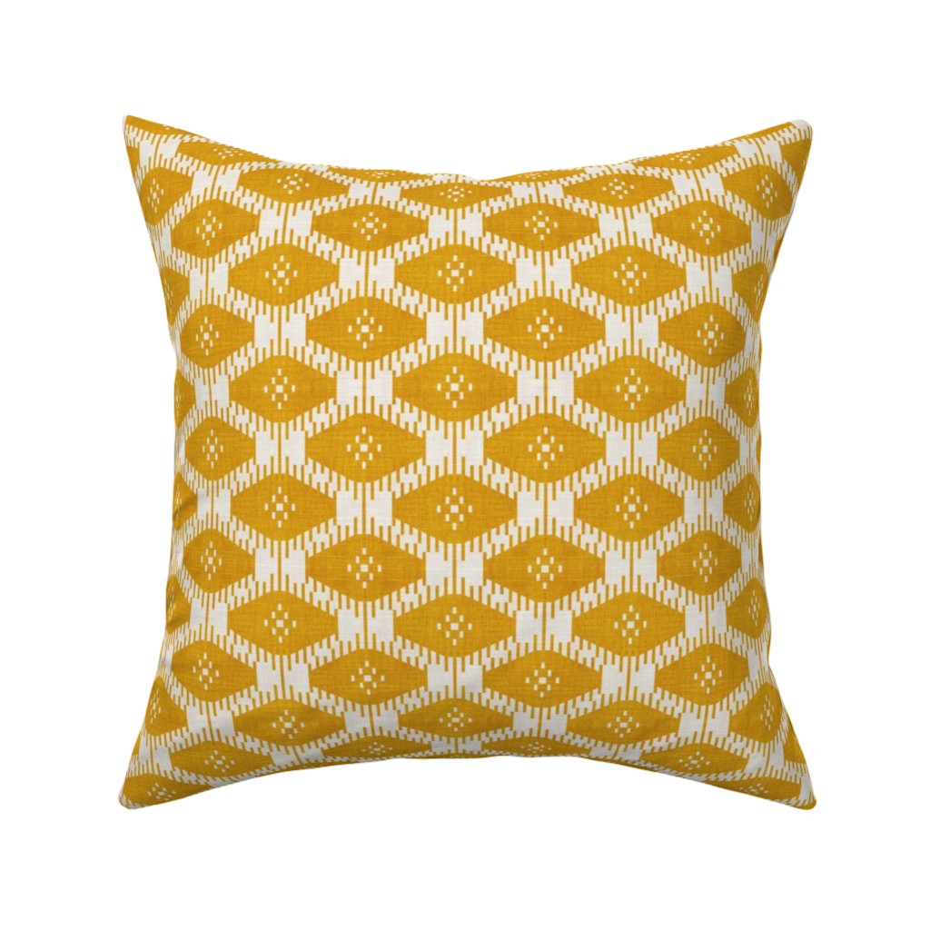 Stella Ikat - Yellow Pillow, Woven, Black, 16x16, Single Sided, Yellow