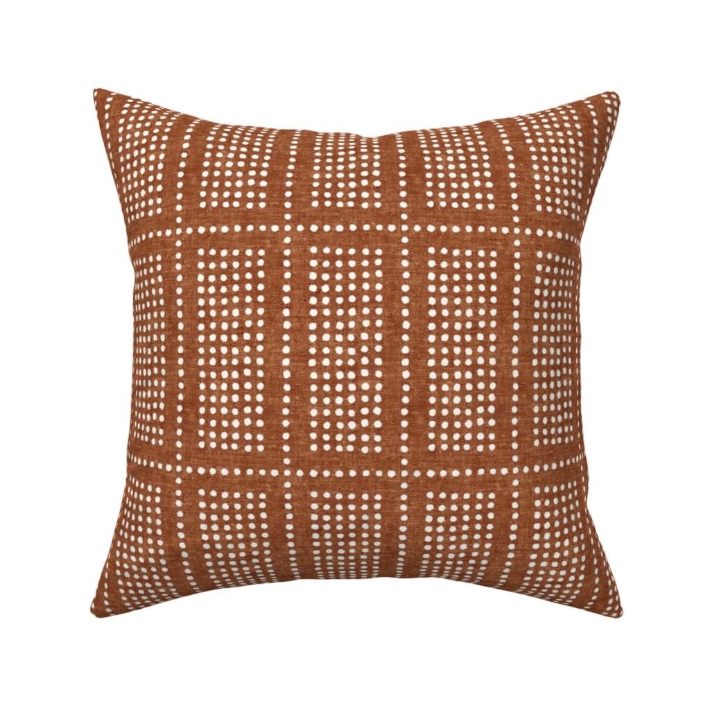 Dotty Boho Geometric - Ginger Pillow, Woven, Black, 16x16, Single Sided, Orange