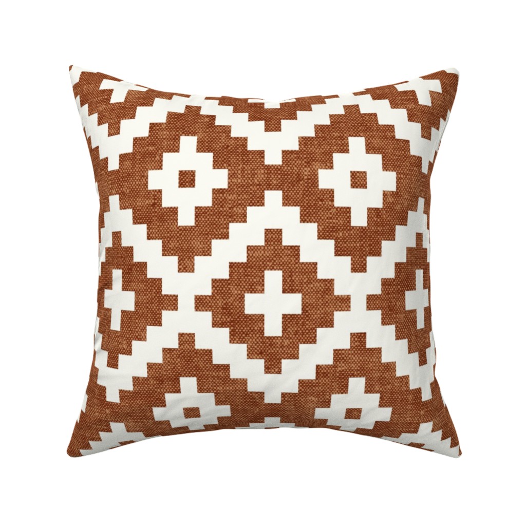 Geometric Woven Aztec - Ginger Pillow, Woven, Black, 16x16, Single Sided, Brown, Brown