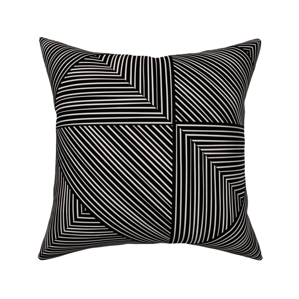Angles and Lines Pillow, Woven, Black, 16x16, Single Sided, Gray