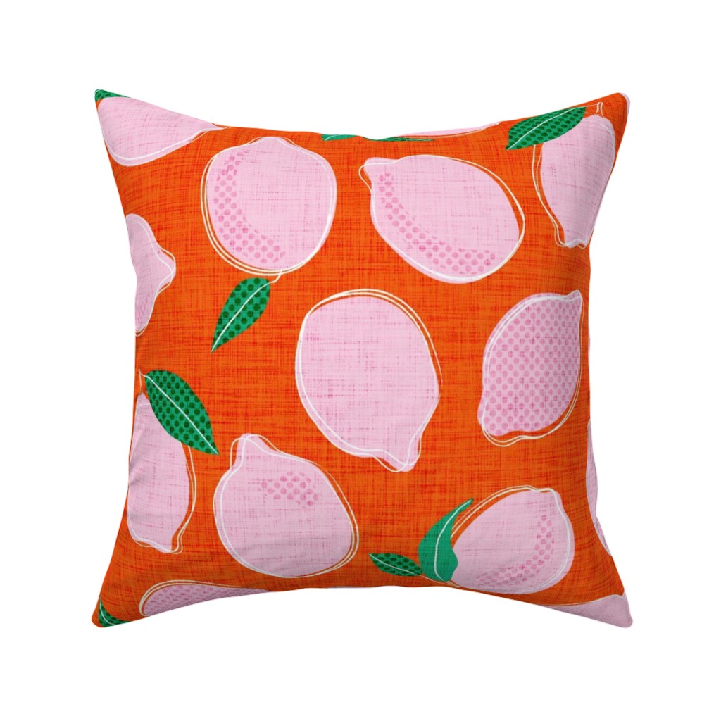 Lemon Pop - Blood Orange and Cotton Candy Pillow, Woven, Black, 16x16, Single Sided, Pink