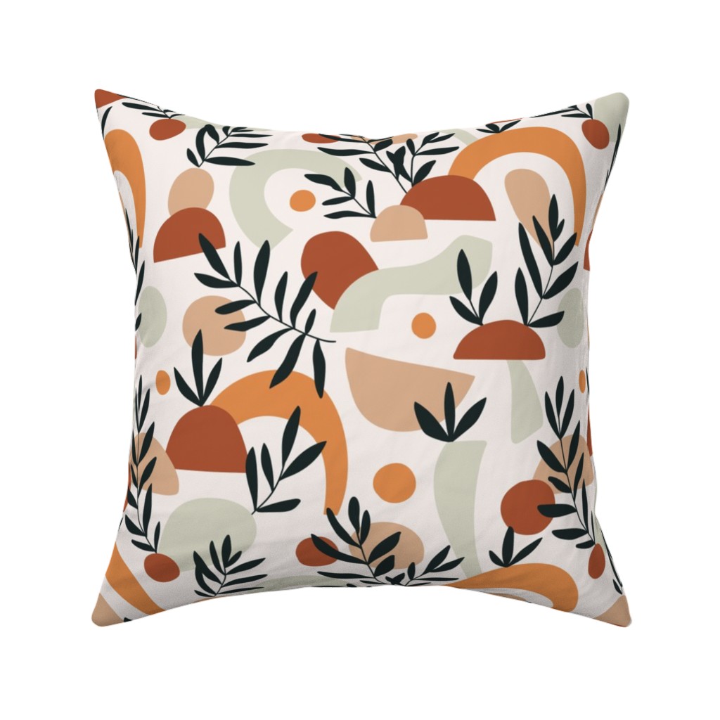 Tropical Leaves and Geometry - Multi Pillow, Woven, Black, 16x16, Single Sided, Multicolor