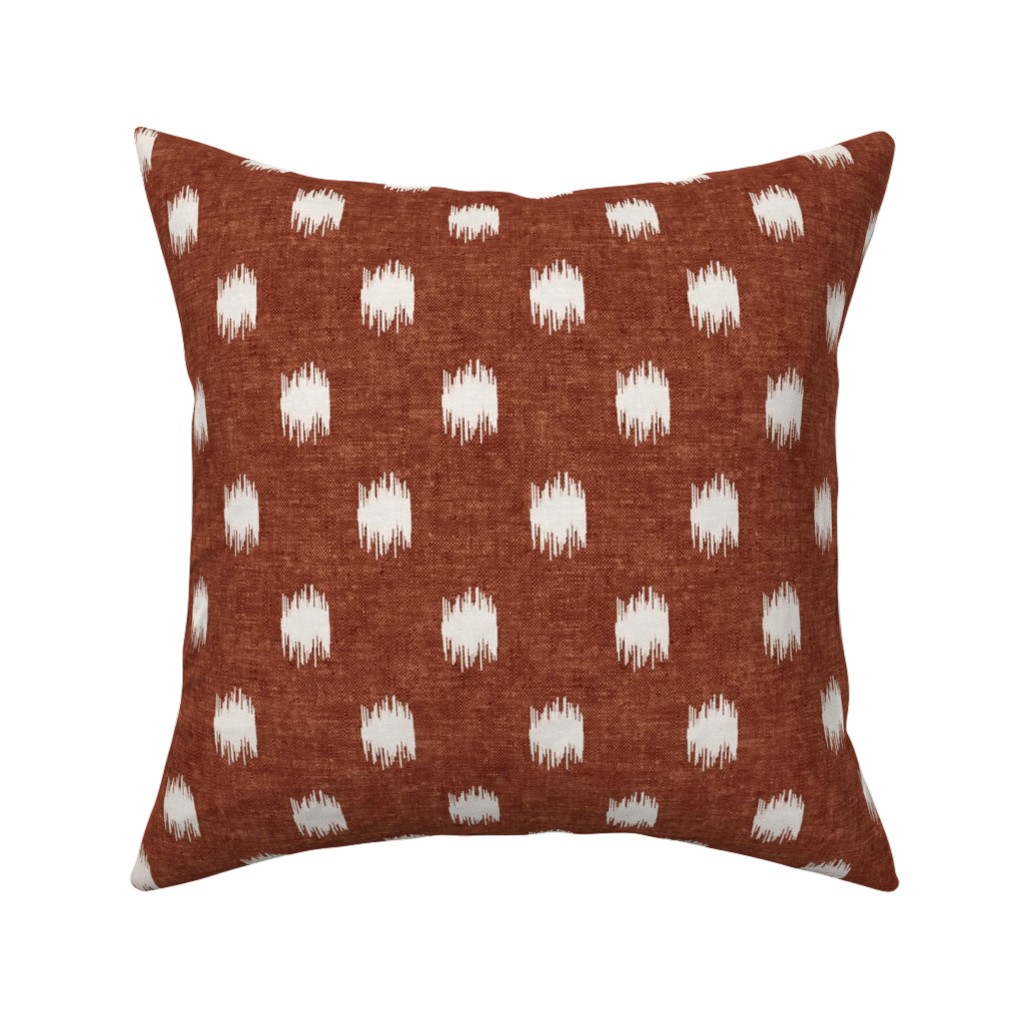 Ikat Polka Dots - Rust Pillow, Woven, Black, 16x16, Single Sided, Red