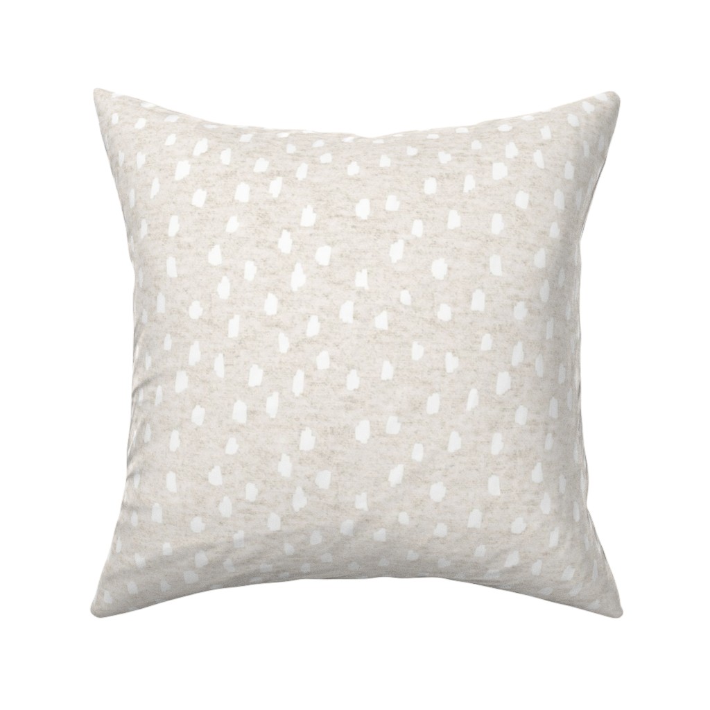 White Speckle Dot on Textured Oatmeal Pillow, Woven, Black, 16x16, Single Sided, Beige, Pearl