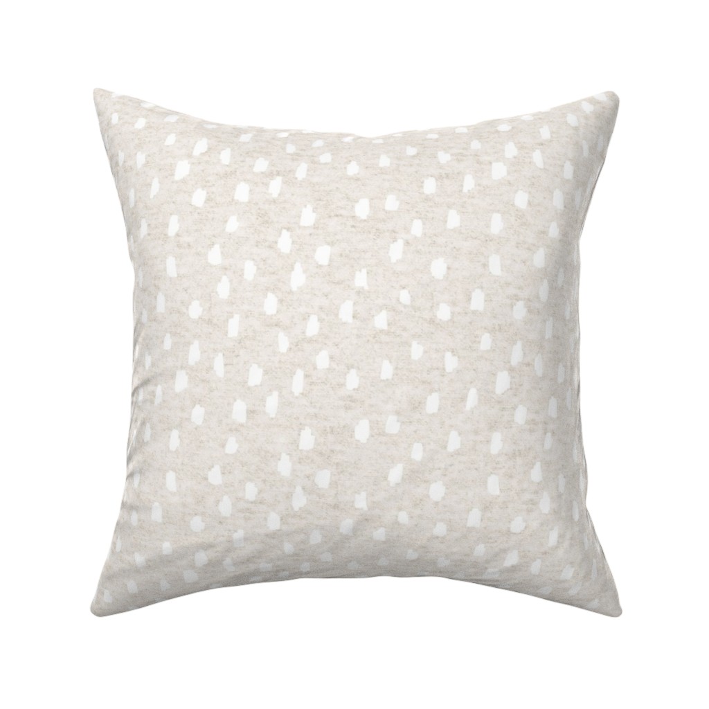 White Speckle Dot on Textured Oatmeal Pillow, Woven, Black, 16x16, Single Sided, Beige